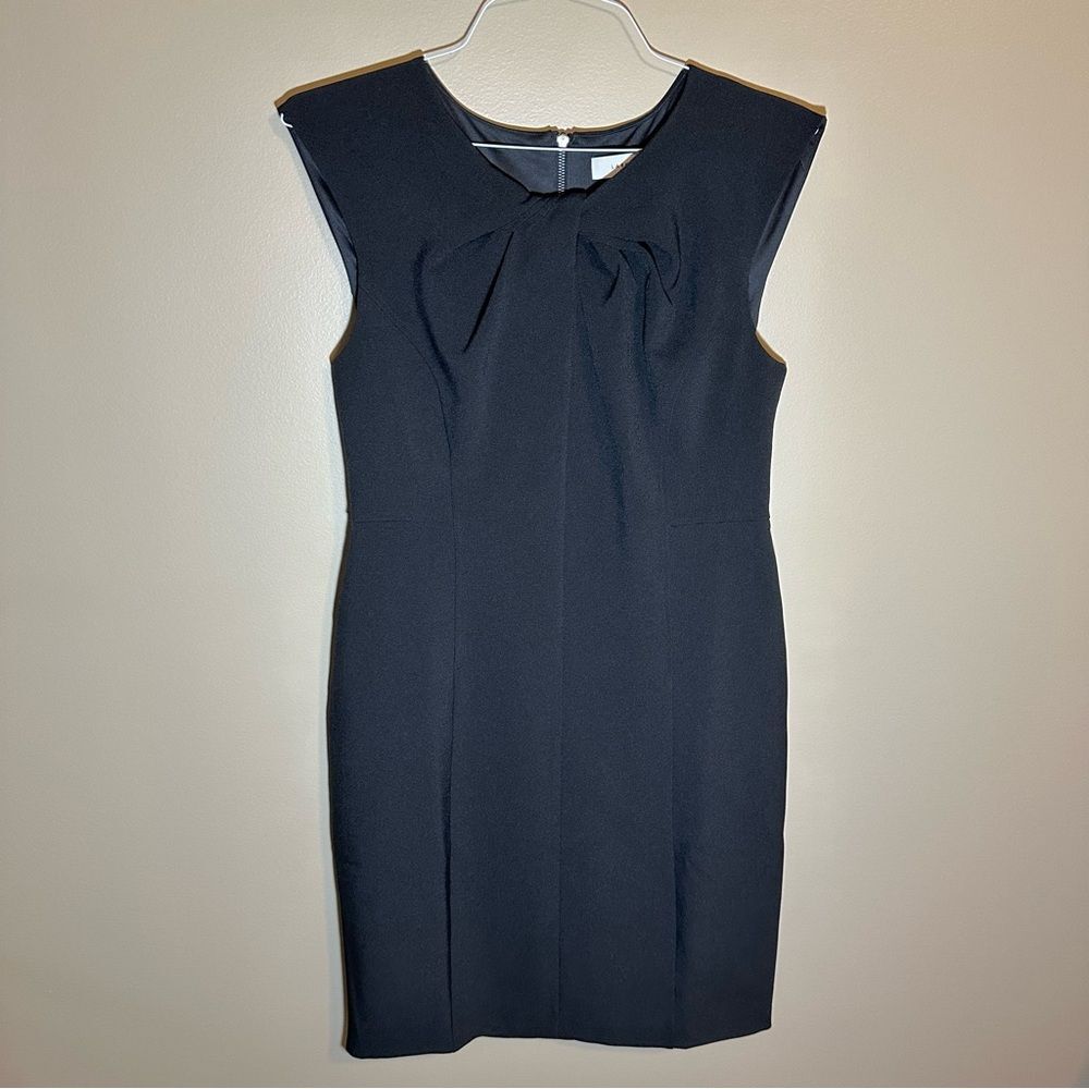 Lark & Ro Women's 12 Little Black Dress Sleeveless Sheath Stretch Twist Neckline